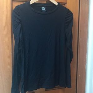 Black long-sleeve viscose-spandex blouse - Babeau